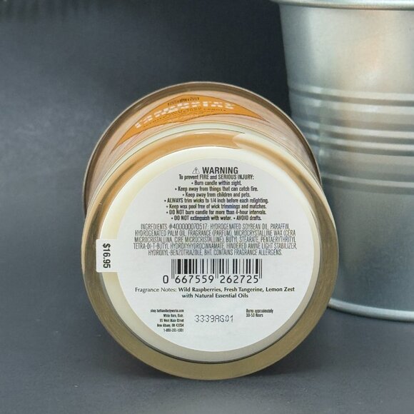 BBW Raspberry Tangerine White Barn Bath & Body Works Single Wick Candle - Picture 9 of 10